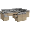 Image de vidaXL Ensemble de 13 canapés de jardin avec coussins Beige Poly Rattan