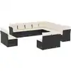 Image de vidaXL Ensemble de 13 canapés de jardin avec coussins noir poly rotin