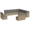 Image de vidaXL Ensemble de 13 canapés de jardin avec coussins Beige Poly Rattan