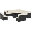 Image de vidaXL Ensemble de salon de jardin 14 pièces avec coussins noir Poly rotin