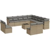 Image de vidaXL Ensemble de salon de jardin 14 pièces avec coussins Beige Poly Rattan