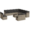 Image de vidaXL Ensemble de salon de jardin 14 pièces avec coussins gris clair Poly rotin