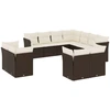 Image de vidaXL Ensemble de salon de jardin 11 pièces avec coussins Marron Poly rotin