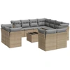 Image de vidaXL Ensemble de 12 canapés de jardin avec coussins Beige Poly Rattan