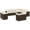 Image de vidaXL Ensemble de salon de jardin 12 pièces avec coussins Marron Poly rotin