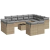 Image de vidaXL Ensemble de 13 canapés de jardin avec coussins Beige Poly Rattan