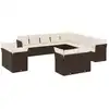 Image de vidaXL Ensemble de 13 canapés de jardin avec coussins Marron Poly Rattan
