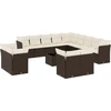 Image de vidaXL Ensemble de salon de jardin 14 pièces avec coussins Marron Poly Rattan