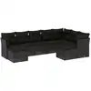 Image de vidaXL Ensemble de salon de jardin 9 pièces avec coussins noir poly rotin