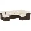 Image de vidaXL Ensemble de salon de jardin 9 pièces avec coussins Marron Poly Rattan