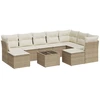 Image de vidaXL Ensemble de salon de jardin 10 pièces avec coussins Beige Poly Rattan