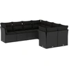 Image de vidaXL Ensemble de jardin canapé 8 pièces avec coussins noir poly rotin