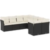 Image de vidaXL Ensemble de jardin canapé 8 pièces avec coussins noir poly rotin