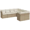 Image de vidaXL Ensemble de jardin canapé 8 pièces avec coussins Beige Poly Rattan