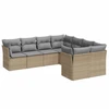 Image de vidaXL Ensemble de jardin canapé 8 pièces avec coussins Beige Poly Rattan