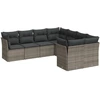 Image de vidaXL Ensemble de jardin canapé 8 pièces avec coussins Gris Poly rotin