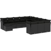 Image de vidaXL Ensemble de 12 canapés de jardin avec coussins noir poly rotin