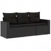 Image de vidaXL Ensemble de salon de jardin 3 pièces avec coussins noir poly rotin