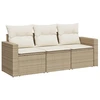 Image de vidaXL Ensemble de salon de jardin 3 pièces avec coussins Beige Poly Rattan