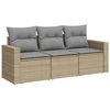 Image de vidaXL Ensemble de salon de jardin 3 pièces avec coussins Beige Poly Rattan