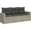 Image de vidaXL Ensemble de salon de jardin 3 pièces avec coussins gris clair Poly rotin