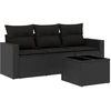 Image de vidaXL Ensemble de salon de jardin 4 pièces avec coussins noir poly rotin