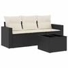 Image de vidaXL Ensemble de salon de jardin 4 pièces avec coussins noir poly rotin