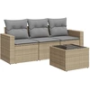 Image de vidaXL Ensemble de salon de jardin 4 pièces avec coussins Beige Poly Rattan