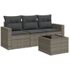 Image de vidaXL Ensemble de salon de jardin 4 pièces avec coussins Gris Poly rotin