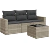 Image de vidaXL Ensemble de salon de jardin 4 pièces avec coussins gris clair Poly rotin