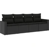 Image de vidaXL Ensemble de salon de jardin 4 pièces avec coussins noir poly rotin
