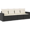 Image de vidaXL Ensemble de salon de jardin 4 pièces avec coussins noir poly rotin