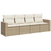 Image de vidaXL Ensemble de salon de jardin 4 pièces avec coussins Beige Poly Rattan