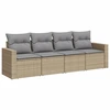 Image de vidaXL Ensemble de salon de jardin 4 pièces avec coussins Beige Poly Rattan
