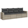 Image de vidaXL Ensemble de salon de jardin 4 pièces avec coussins gris clair Poly rotin