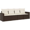 Image de vidaXL Ensemble de salon de jardin 4 pièces avec coussins Marron Poly Rattan