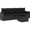 Image de vidaXL Ensemble de salon de jardin 5 pièces avec coussins noir poly rotin