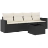 Image de vidaXL Ensemble de salon de jardin 5 pièces avec coussins noir poly rotin