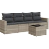 Image de vidaXL Ensemble de salon de jardin 5 pièces avec coussins gris clair Poly rotin