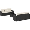 Image de vidaXL Ensemble de salon de jardin 7 pièces avec coussins noir poly rotin