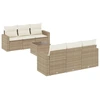 Image de vidaXL Ensemble de salon de jardin 7 pièces avec coussins Beige Poly Rattan