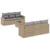 Image de vidaXL Ensemble de salon de jardin 7 pièces avec coussins Beige Poly Rattan