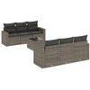 Image de vidaXL Ensemble de salon de jardin 7 pièces avec coussins Gris Poly rotin
