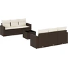 Image de vidaXL Ensemble de salon de jardin 7 pièces avec coussins Marron Poly rotin