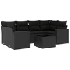 Image de vidaXL Ensemble de salon de jardin 7 pièces avec coussins noir poly rotin
