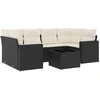 Image de vidaXL Ensemble de salon de jardin 7 pièces avec coussins noir poly rotin