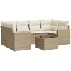 Image de vidaXL Ensemble de salon de jardin 7 pièces avec coussins Beige Poly Rattan