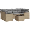 Image de vidaXL Ensemble de salon de jardin 7 pièces avec coussins Beige Poly Rattan