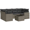 Image de vidaXL Ensemble de salon de jardin 7 pièces avec coussins Gris Poly rotin