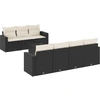 Image de vidaXL Ensemble de jardin canapé 8 pièces avec coussins noir poly rotin
